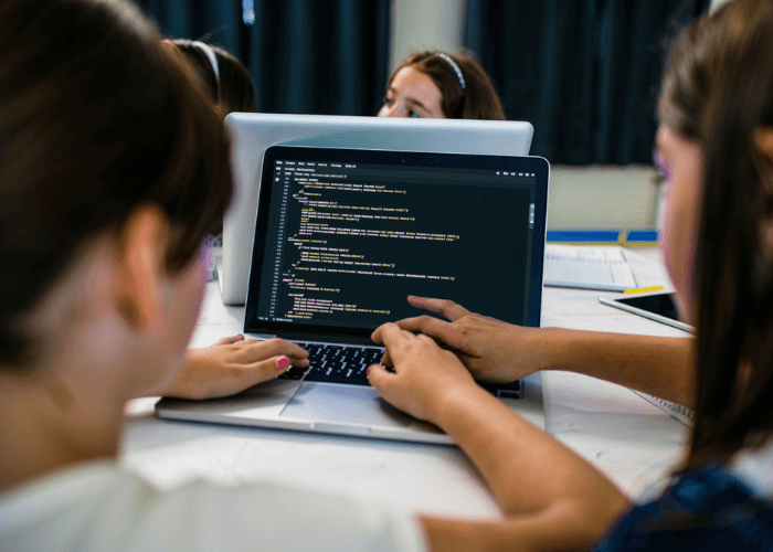 Student working through an AI lesson